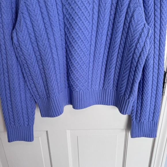 J.Crew Cable-Knit Puff-Sleeve Crewneck Sweater in Fresh Orchid sz L - Picture 5 of 10